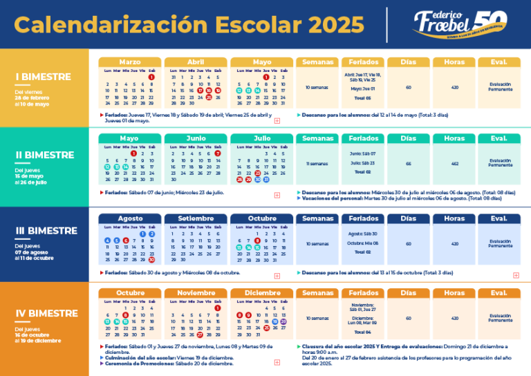 CALENDARIZACIÓN ESCOLAR 2025
