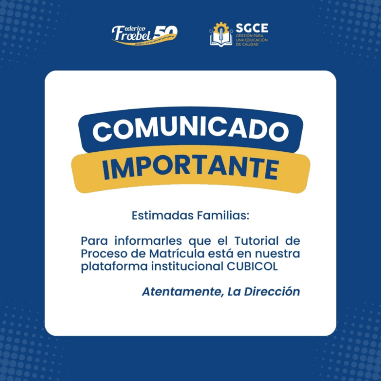 Comunicado – Tutorial de proceso de matrícula